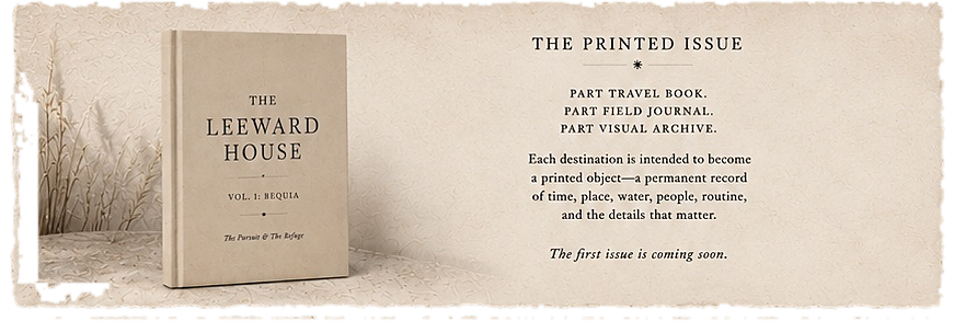 The Printed Issue. Part travel book, part field journal, part visual archive. Volume 1: Bequia. The first issue is coming soon.